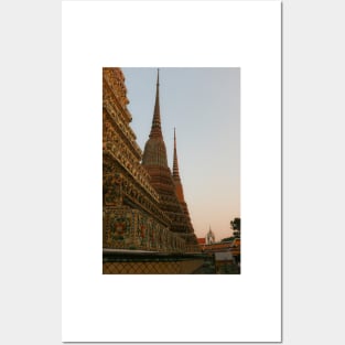 Second view from three stupa in a row at Wat Pho temple. Posters and Art